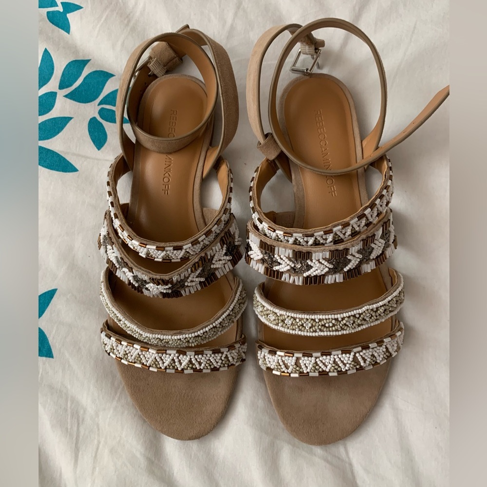Rebecca Minkoff leather beaded sandals